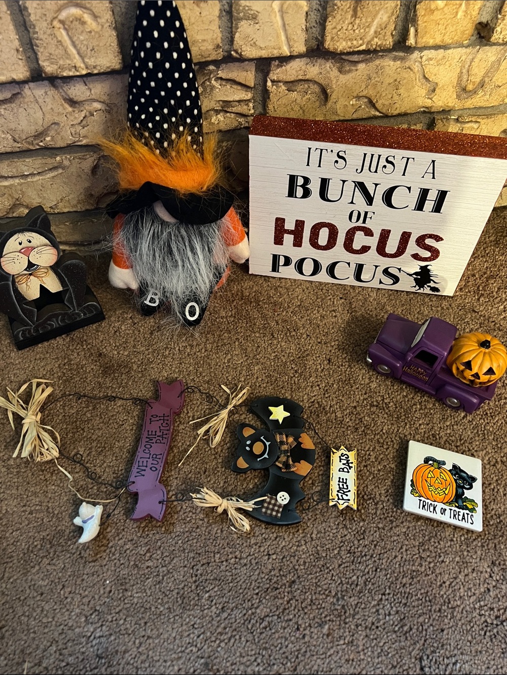 Halloween Gnome Plush with Orange and Black Hat - Home Accents